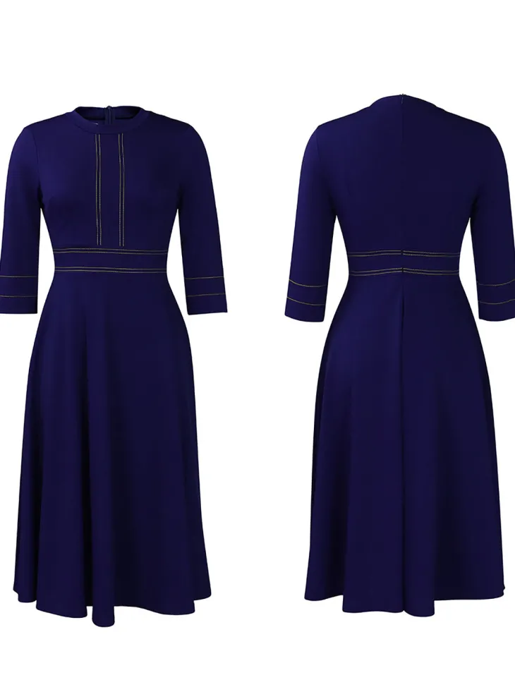 Plus Size Half Sleeve Stand Collar Dress