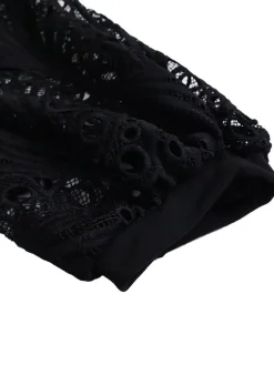 Plus Size Lace Hollow Out Pleated Dress