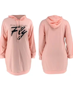 Plus Size Letter Print Hooded Sweatshirt Dress