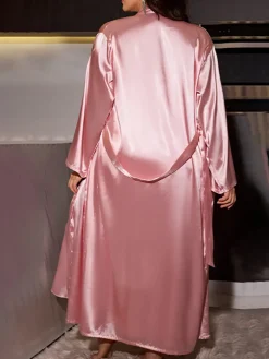 Plus Size Satin Nightgown u0026 Robe Set