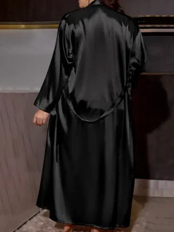 Plus Size Satin Nightgown u0026 Robe Set