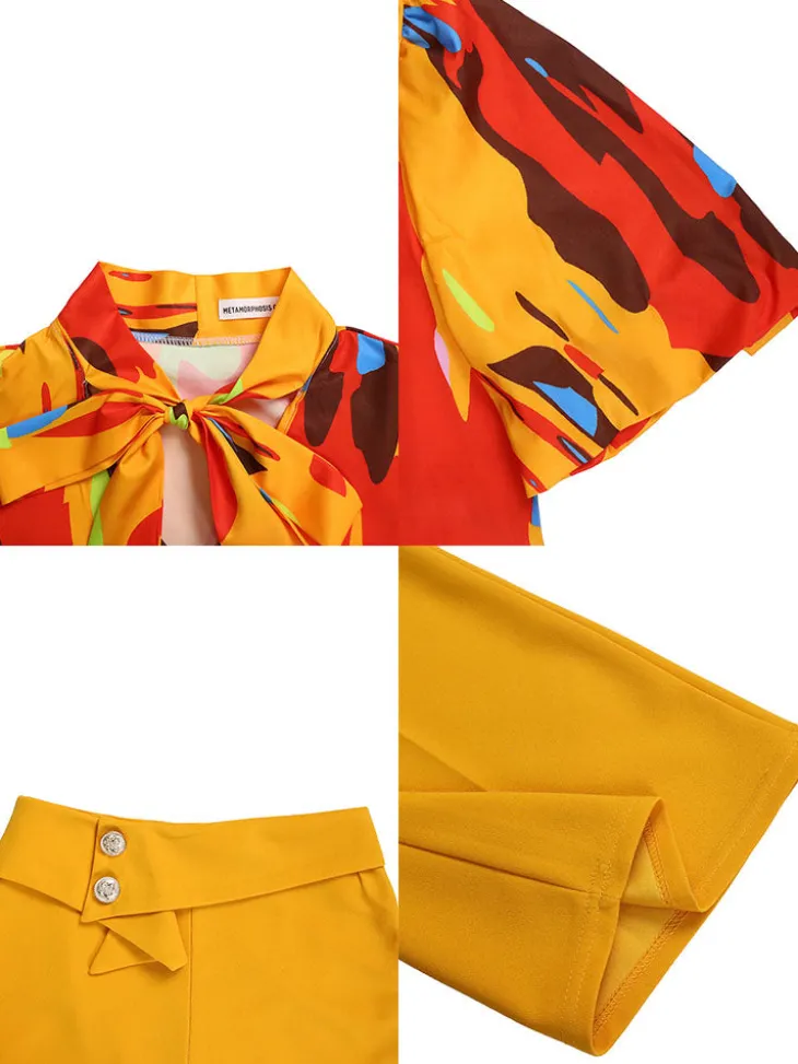Plus Size Short Sleeve Shirt and Wide Leg Pants Set