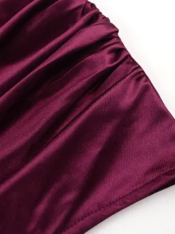 Plus Size Sleeveless Ruched Side Split Maxi Dress