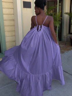 Plus Size Spaghetti Strap Ruffle Beach Maxi Swing Dress