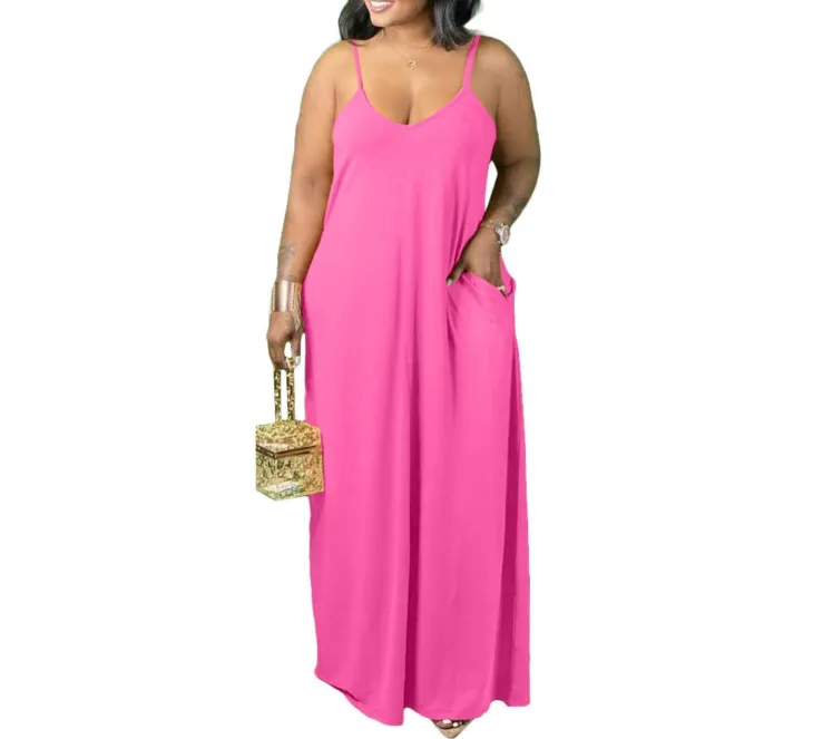 Plus Size Strap Maxi Dress With Pockets