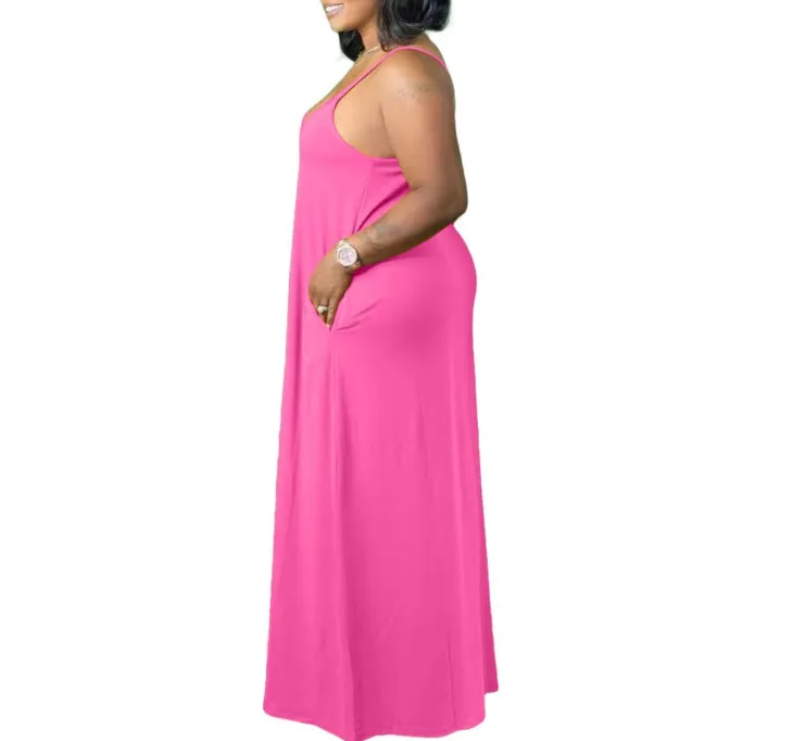 Plus Size Strap Maxi Dress With Pockets