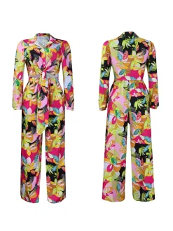 Printed Two-Piece Shirt u0026 Wide-Leg Pants
