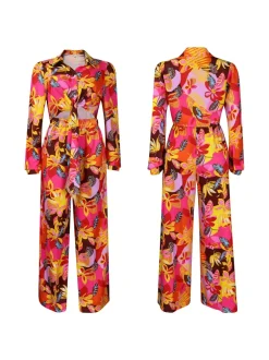 Printed Two-Piece Shirt u0026 Wide-Leg Pants