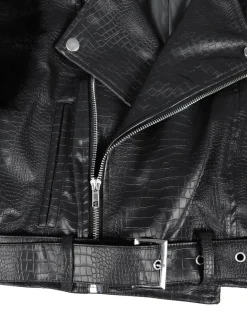 PU Leather Patchwork Moto Jacket
