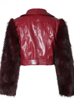 PU Leather Patchwork Moto Jacket