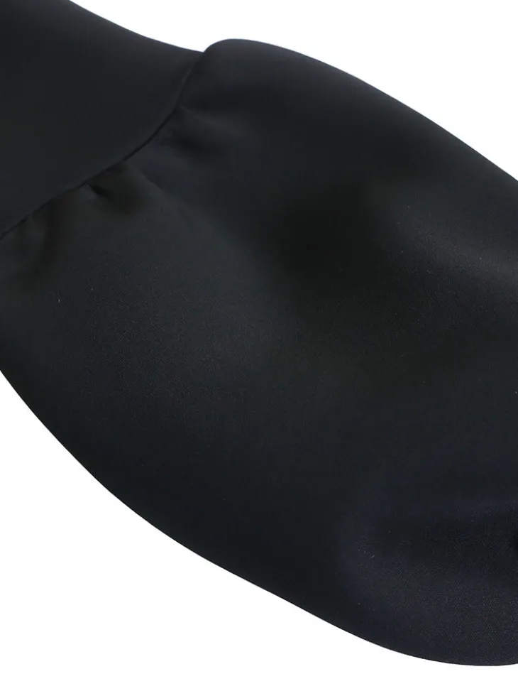Puff Sleeve Bow-Tie Neck Flared Midi Dress