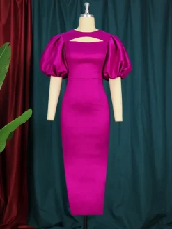 Puff Sleeve Hollow Out Party Dress