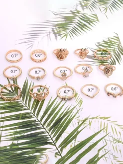 Retro Geometric Cross Gold Coin Rings