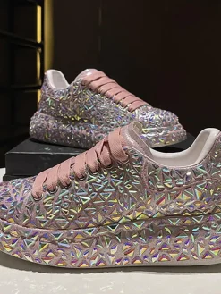 Rhinestone Lace-Up Chunky Sneaker