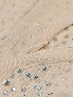 Rhinestone Mesh Patchwork Zip Up Short Jumpsuit