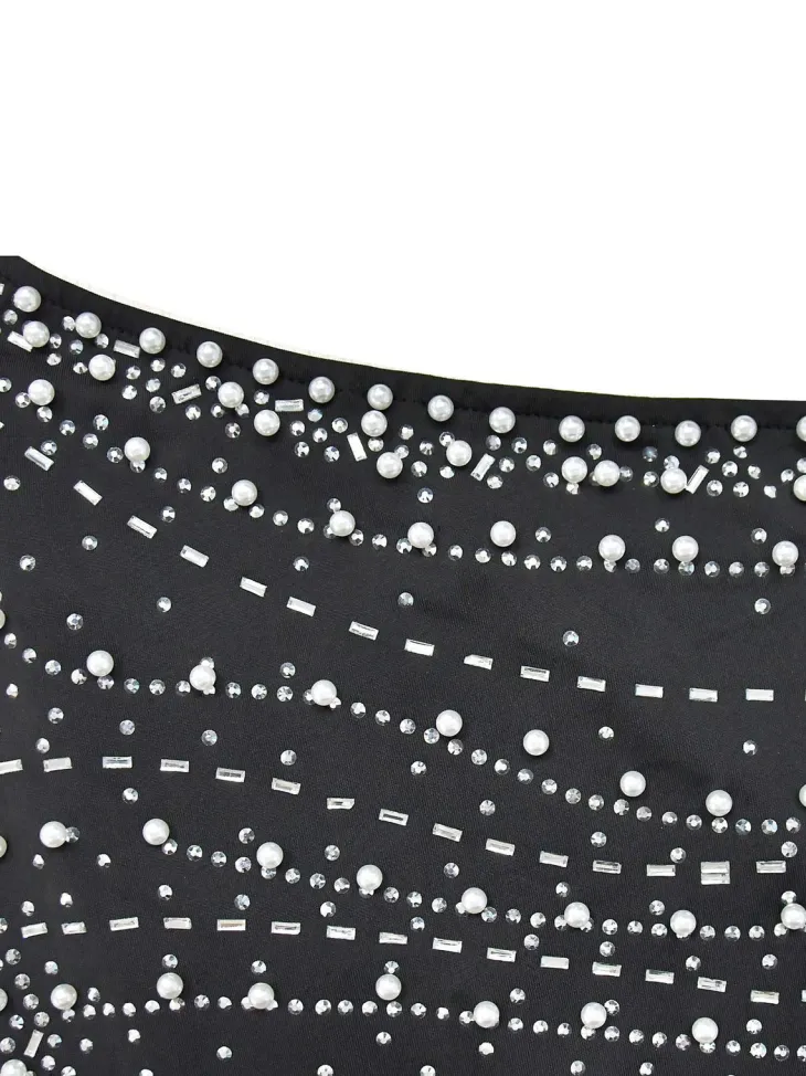 Rhinestone One-Shoulder Maxi Dress