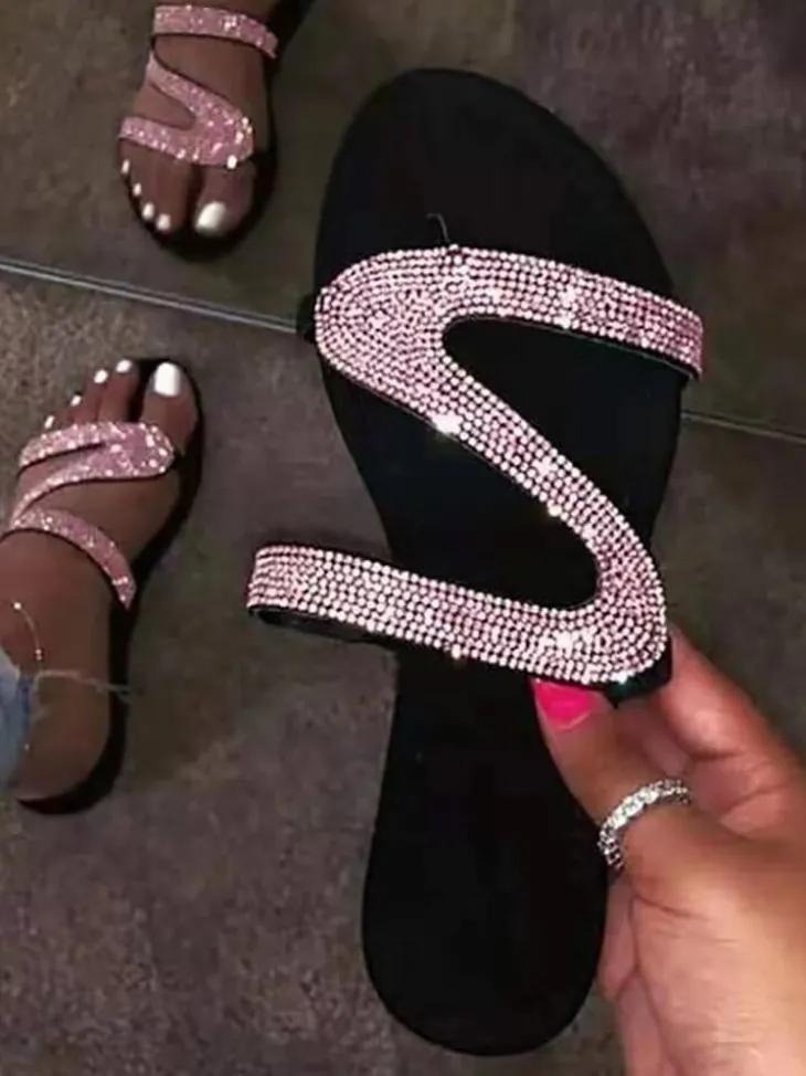 Rhinestone Patchwork Flip Flop