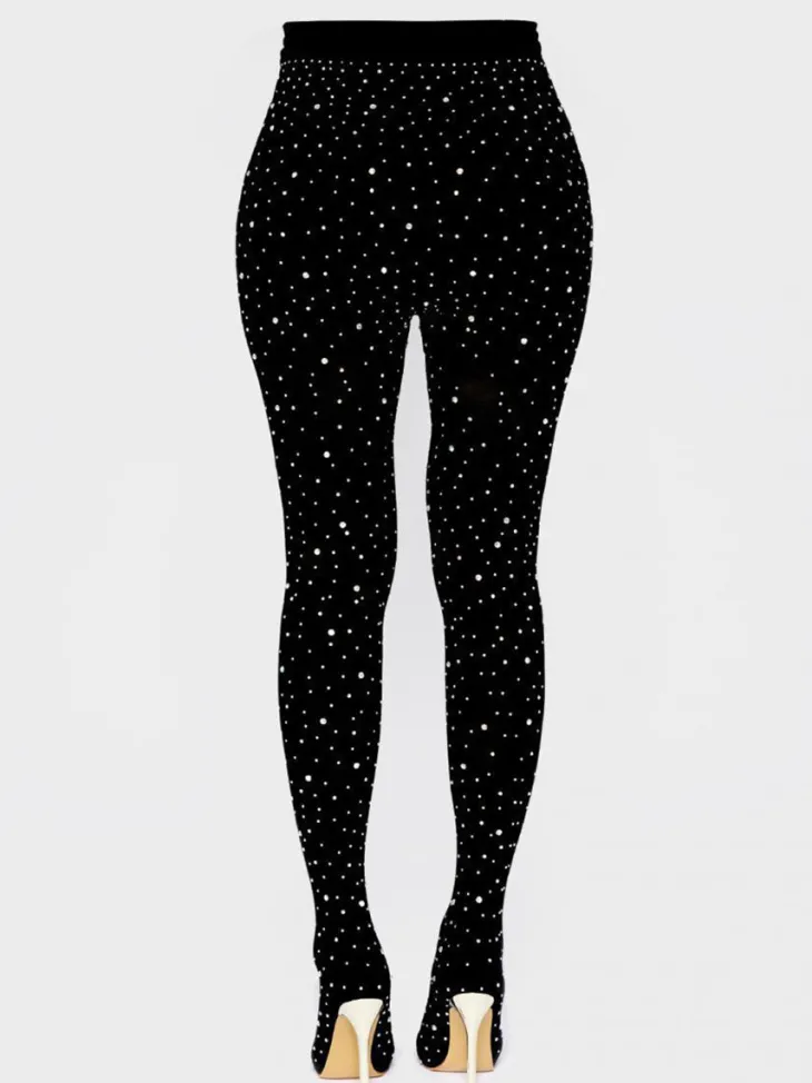 Rhinestone Stiletto Pointed Toe Pants Boots