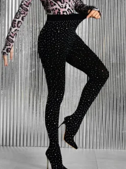 Rhinestone Stiletto Pointed Toe Pants Boots