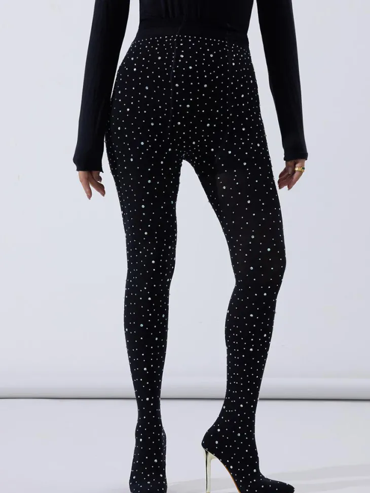 Rhinestone Stiletto Pointed Toe Pants Boots