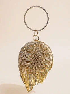 Rhinestone Tassel Clutch Handbag