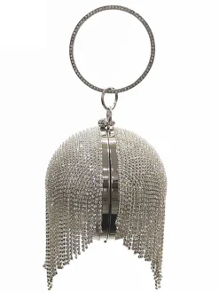 Rhinestone Tassel Clutch Handbag