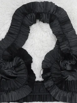 Ruffle Hem Top Ruched Slit Skirt Set