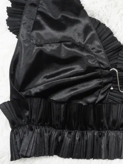 Ruffle Hem Top Ruched Slit Skirt Set