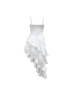 Ruffled Asymmetrical Ruched Cami Dress
