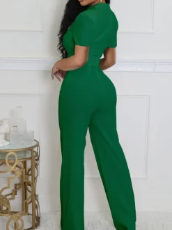 Scarf Neck Belted Wide Leg Jumpsuit