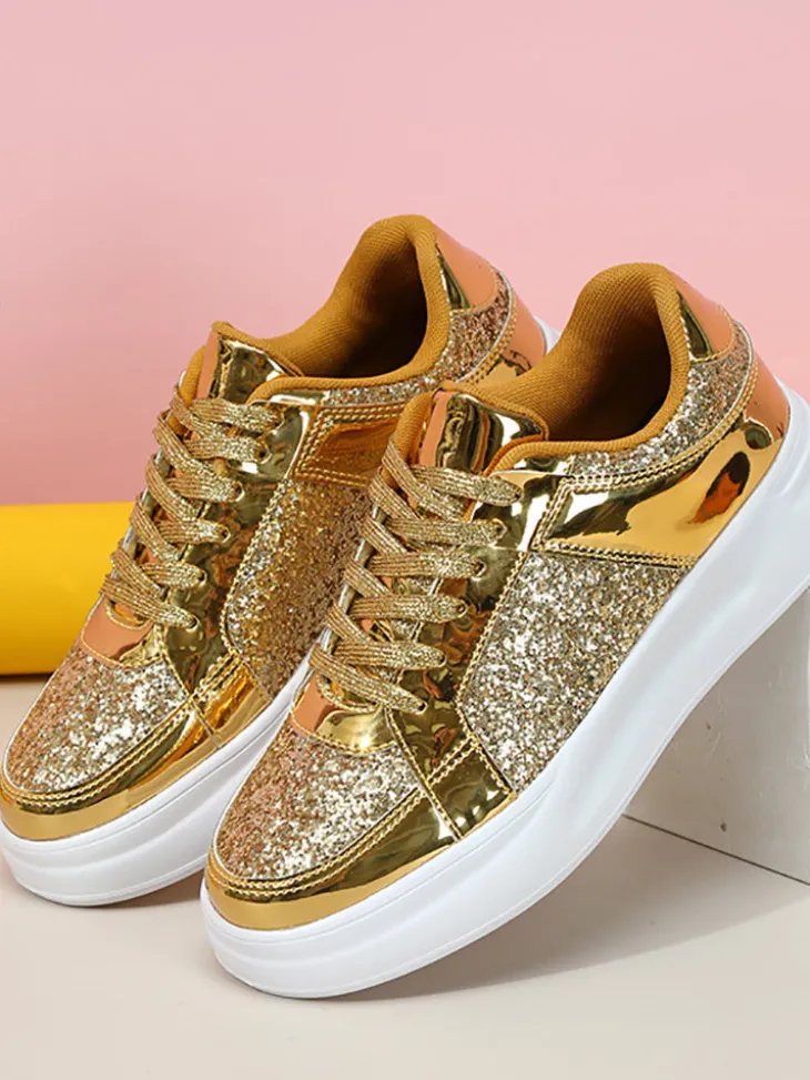 Sequin Platform Sneakers