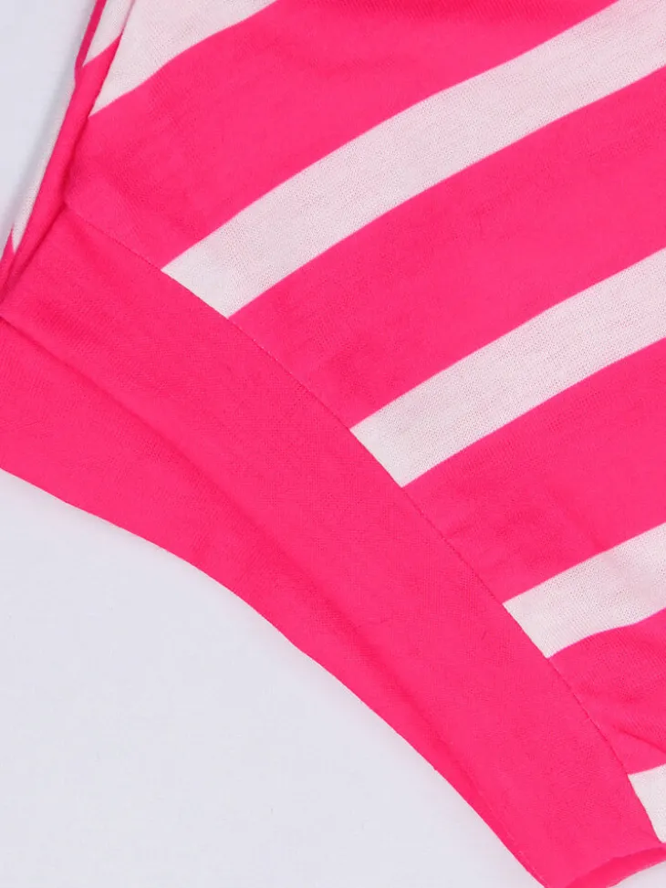 Short Sleeve Crew Neck Stripe Pocket Maxi Dress
