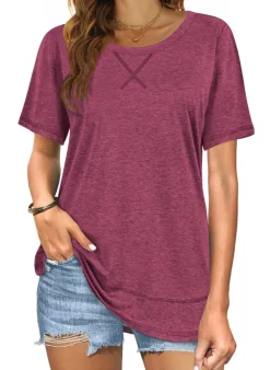 Short Sleeve Crewneck Side Split Top