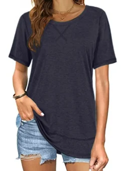 Short Sleeve Crewneck Side Split Top