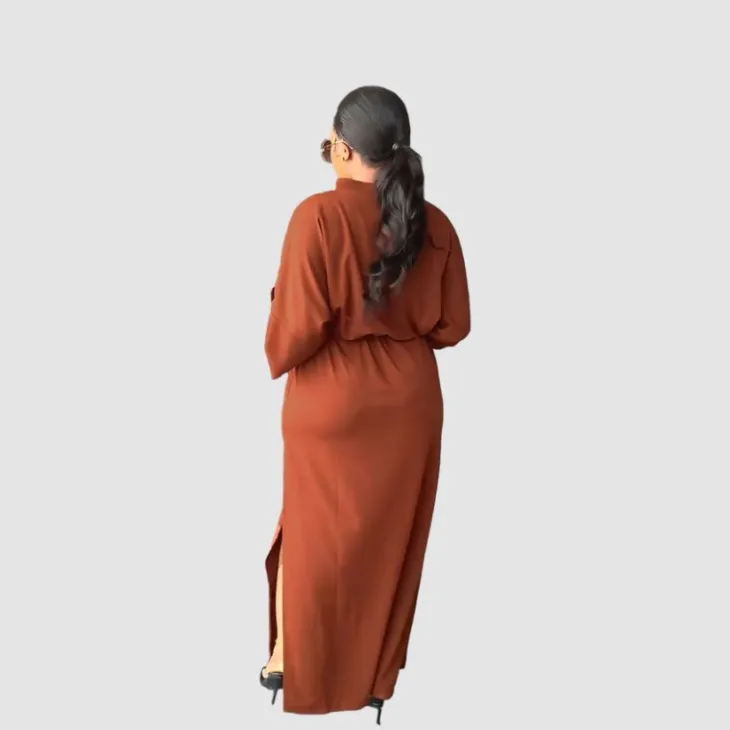 Side Pleated Cargo Cinched Waist Dress