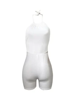 Sleeveless Backless Halter Bodycon Romper