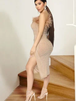 Sleeveless One Shoulder Midi Dress