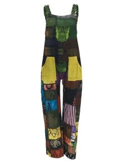 Sleeveless Plaid Print Overalls Jumpsuit