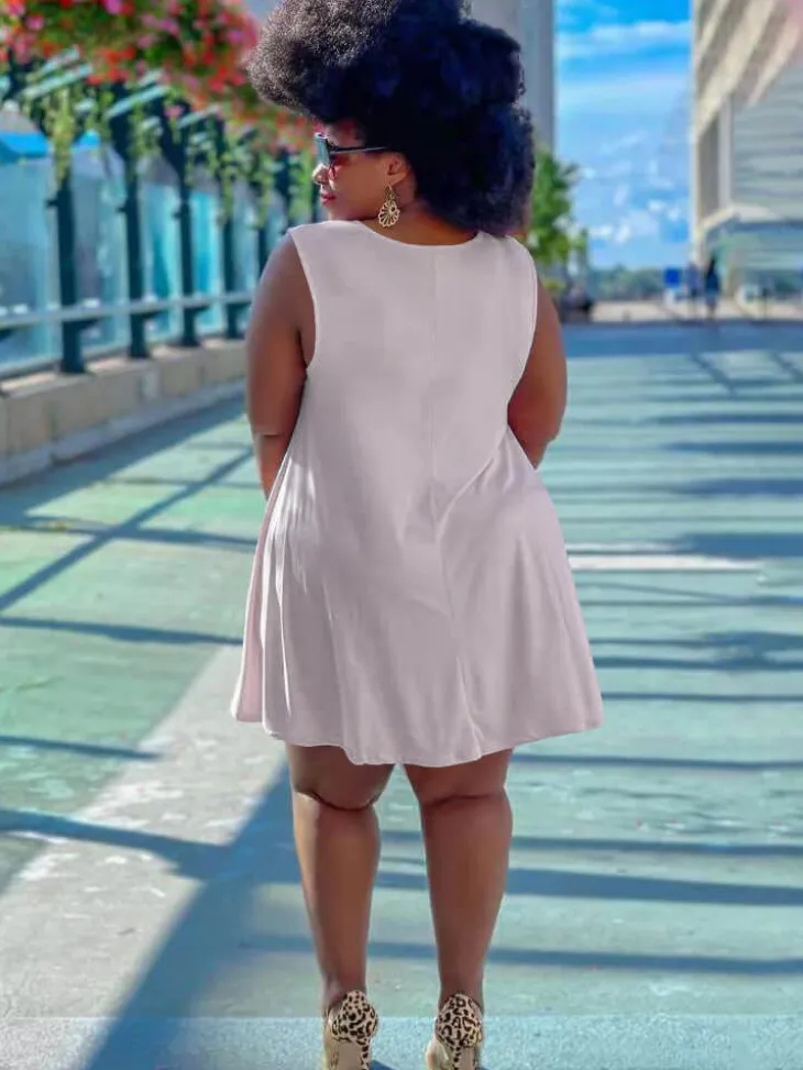 Sleeveless Round Neck Solid Mini Dress