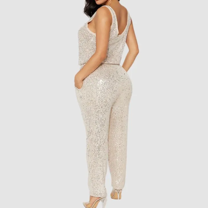 Sleeveless Sequins Jumpsuit