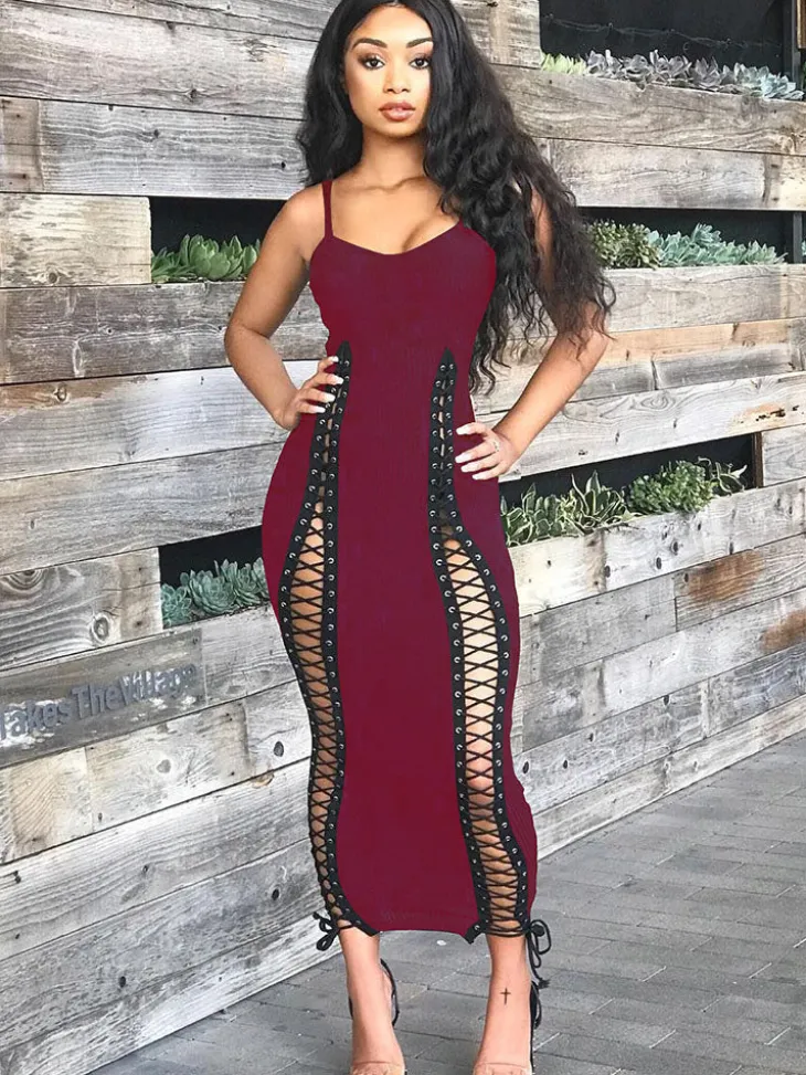 Sleeveless Tie Up Maxi Dress