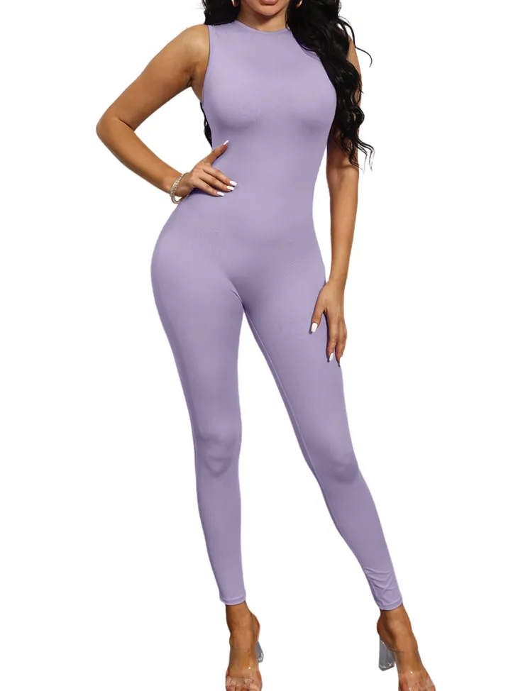 Sleeveless Zipper Jumpsuits