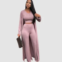 Solid Color Casual Three-Pieces Set