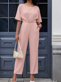 Solid Color Wide Leg Pant Jumpsuit