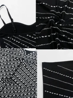 Spaghetti Strap Rhinestone Bodycon Midi Dress