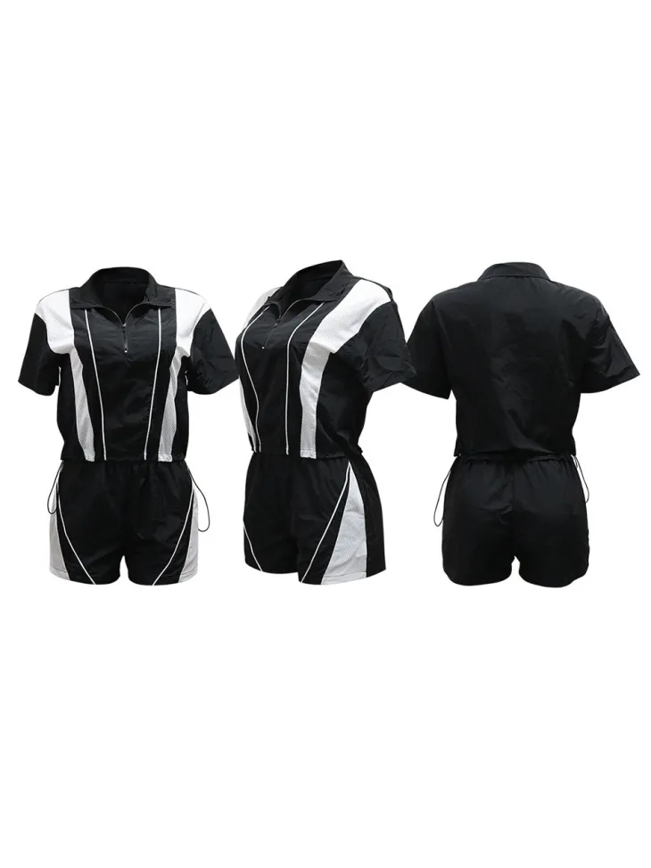 Sporty Patchwork Top Shorts Set