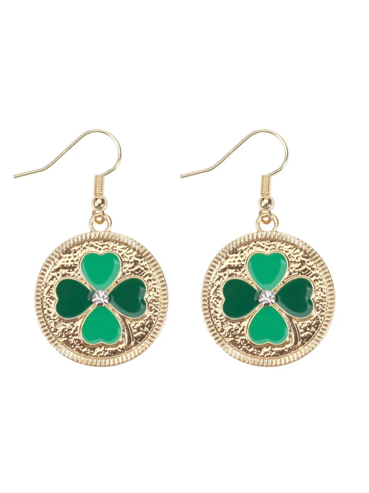 St Patrick's Day Clover Beer Earrings