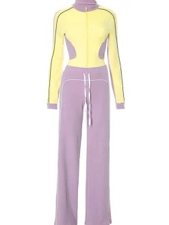 Stand Collar Slim Fit Jacket and Pants Set