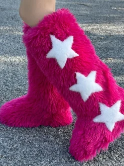 Star Print Fur Bootss