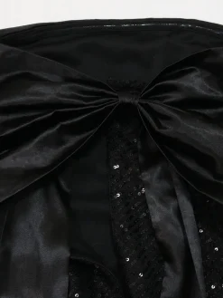 Strapless Bow Tie Back Sequin Maxi Dress